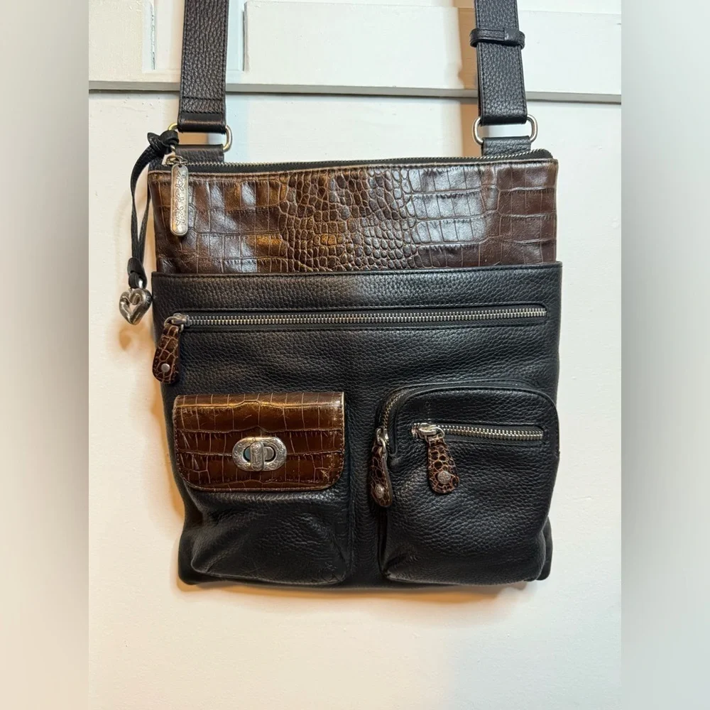 Brighton Two Tone Florabella Leather Crossbody Messenger Bag